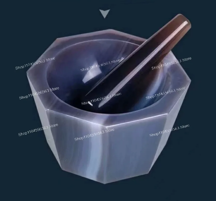 60 80 90mm Deep Natural Agate Mortar and Pestle Lab Grinding Tank Set Powder Crusher Chemical Pharmaceutical