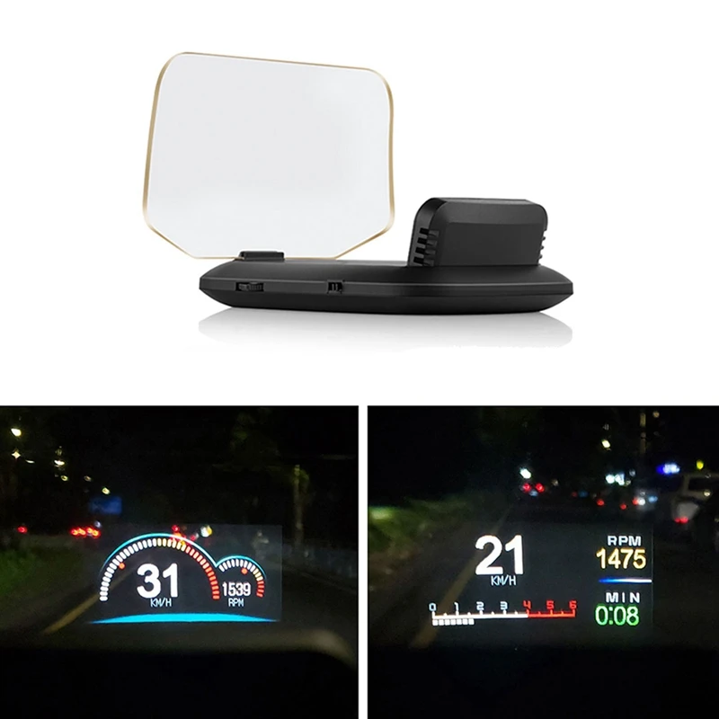 C1 Mirror HUD OBD2+GPS Dual Mode OBD2 Head Up Display GPS HUD Digital MPH KMH Speedometer Water & Oil Temp RPM