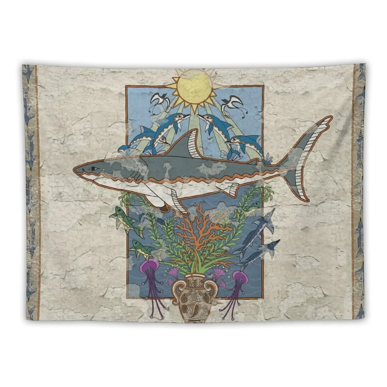 

Great White Guardian - Minoan Fresco Tapestry Home Decoration Accessories Decoration Bedroom Wall Decor Tapestry