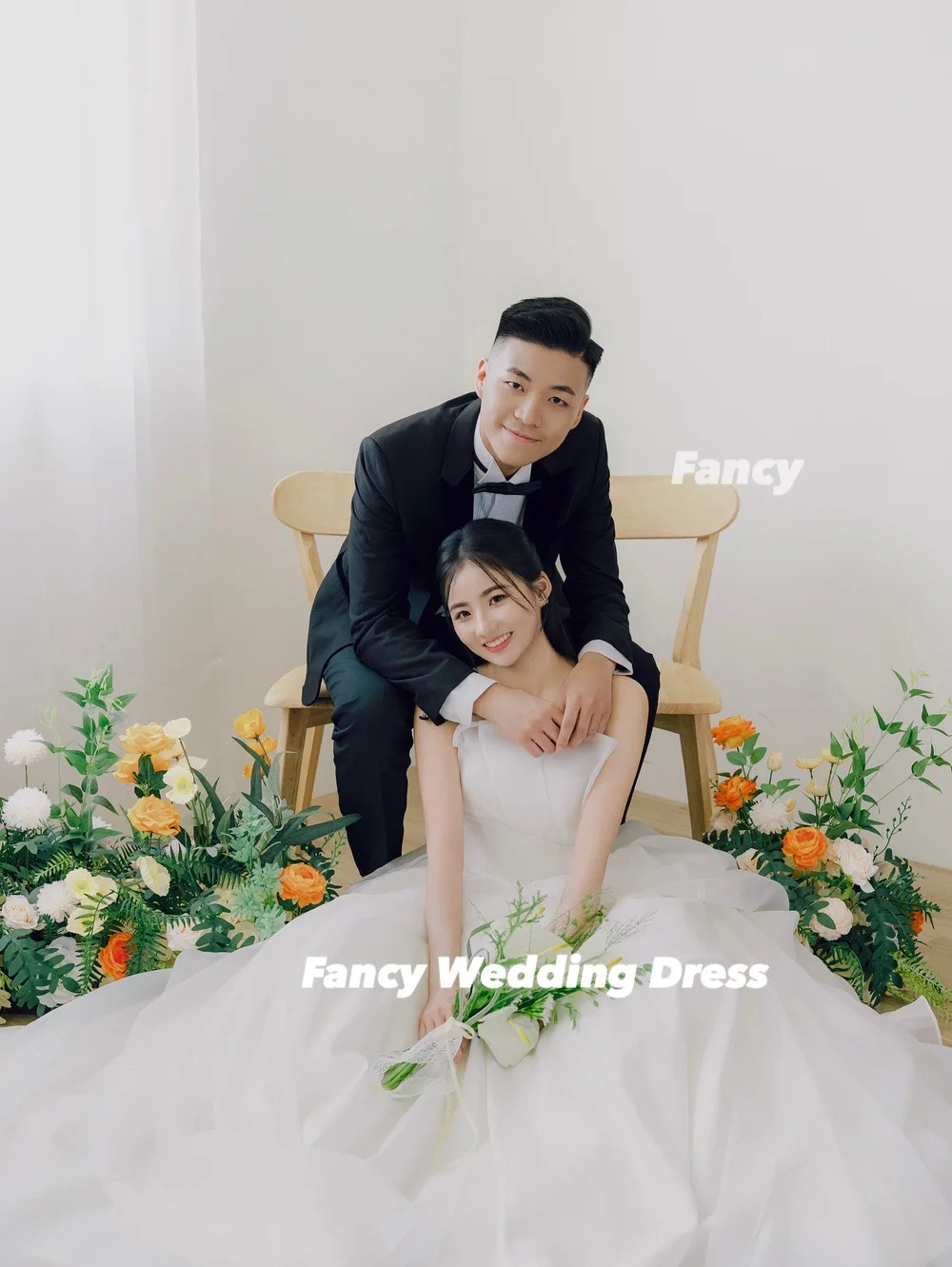 Ausgefallenes Prinzessin-Organza-Korea-Abendkleid für Fotoshootings, A-Linie, bodenlange Brautkleider, Korsett ienia Ohio Ohio Customized