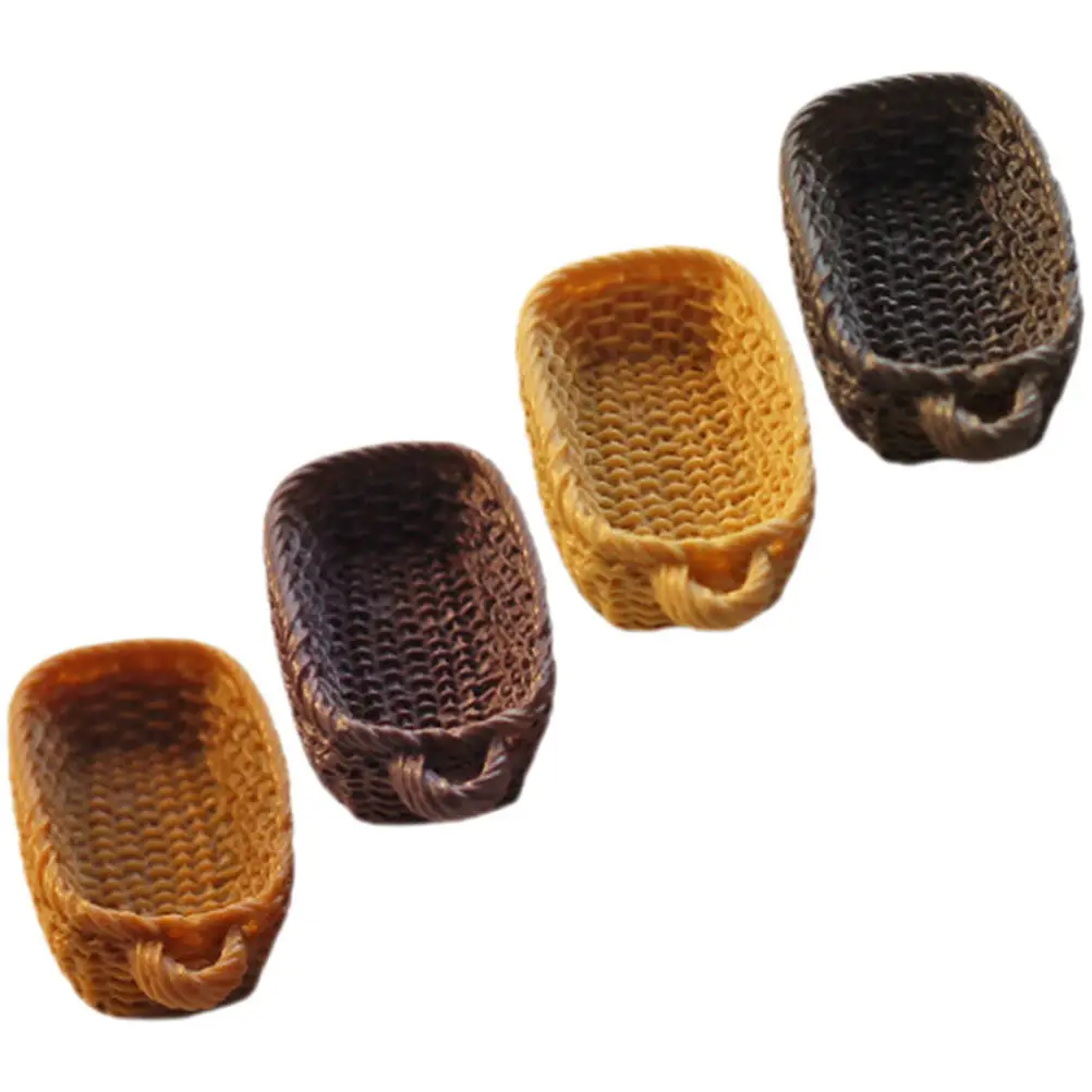 

4Pcs Mini Basket Creative Miniature House Accessories Small Decorative Storage Basket for Mini House Crafts Adornments