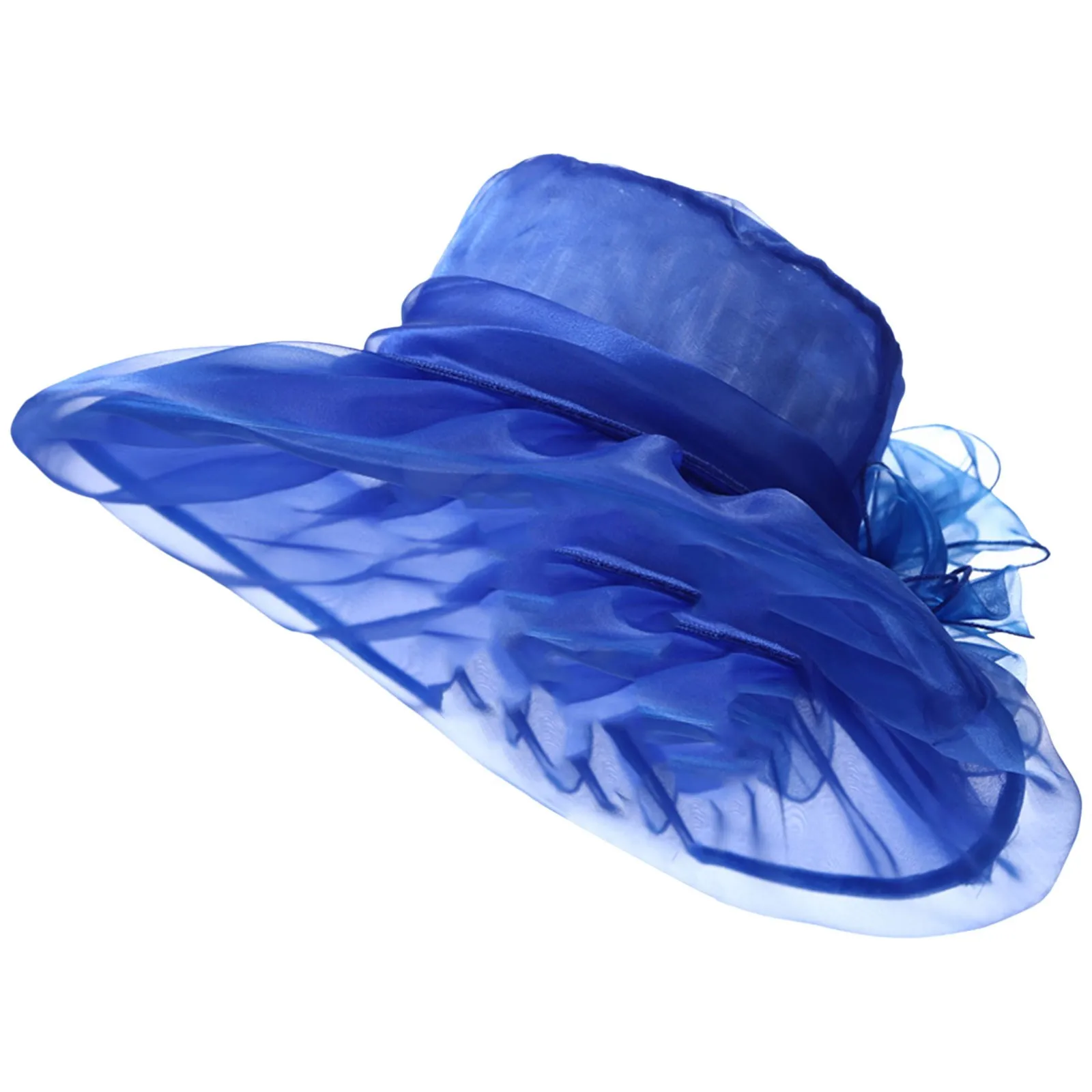 Women Organza Hat Flower Shade Seaside Beach Summer Sunshade Hat Solid Color Elegant Ladies Sun Hats