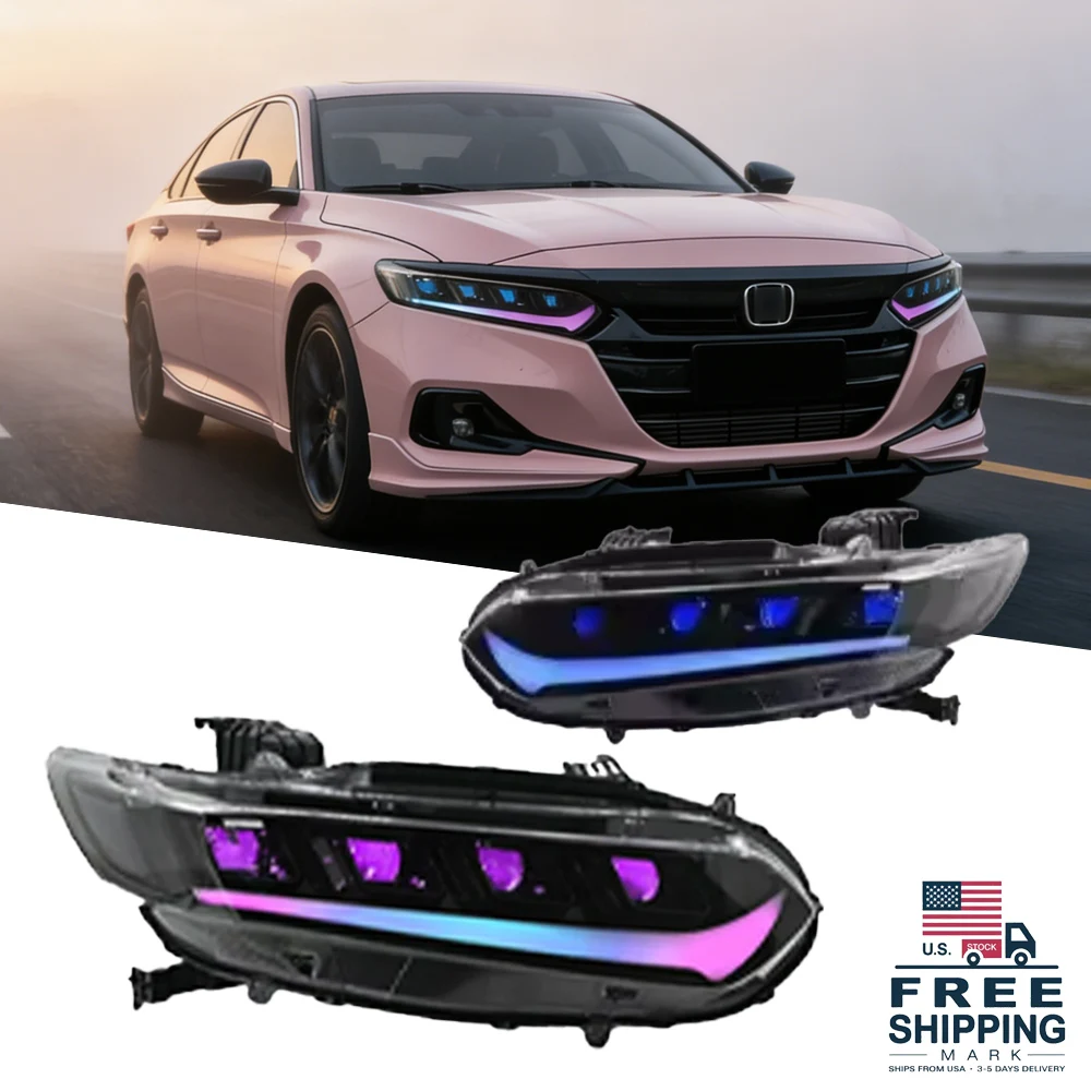 

Автомобильные фары для Honda Accord RGB 2018-2022, светодиодные проекционные фары, дневные ходовые огни, автомобильные аксессуары