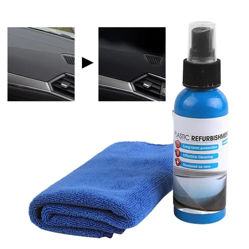 

Auto Interior Cleaning Spray 100ml Dashboard Cleaner Spray Automotive Interior Refurbishment Agent With Fine Fiber Towel