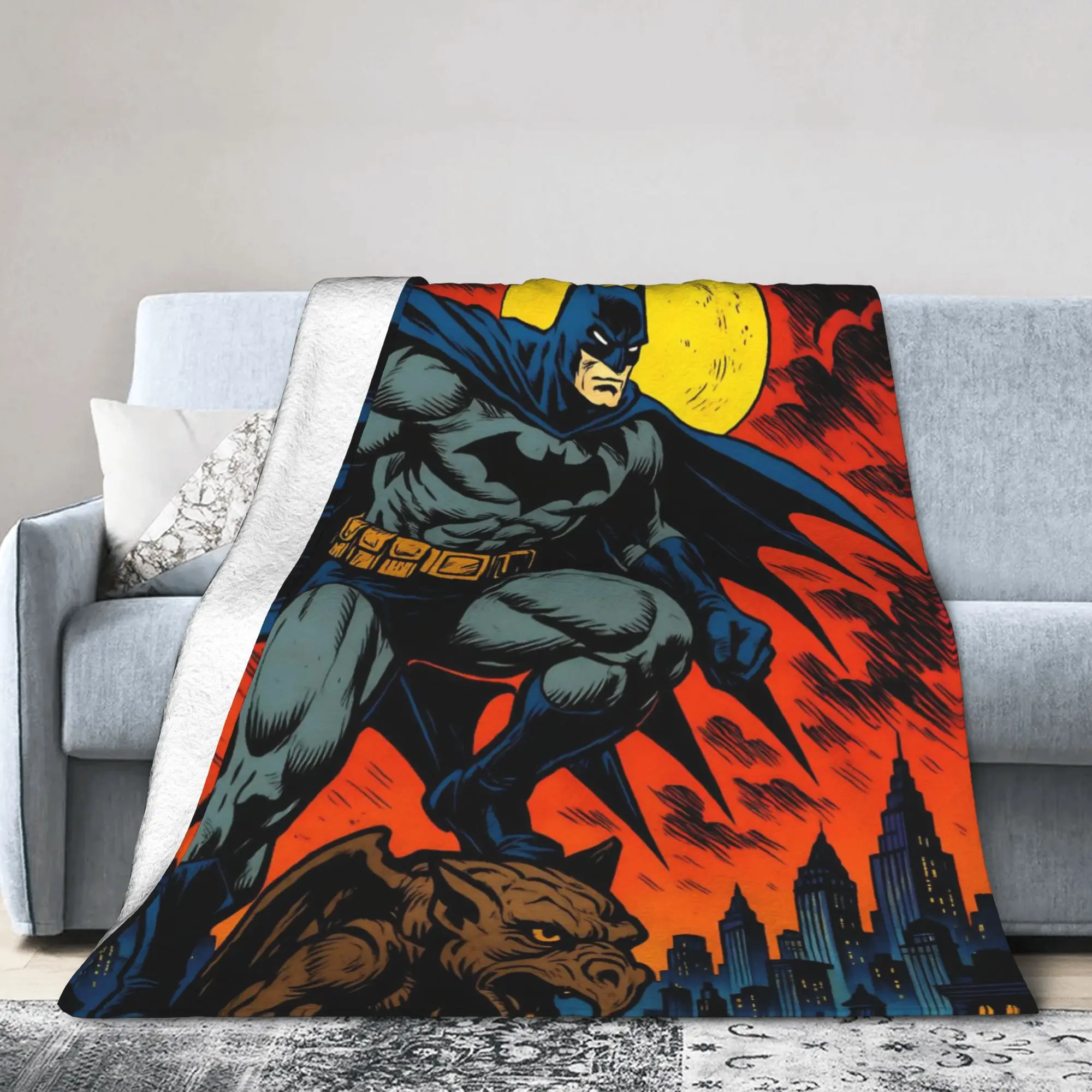 Batmans Cool Manga Cartoon  Knitted Blankets Coral Fleece Plush  Super Soft Throw Blanket for Airplane Travel Bedspread view 2