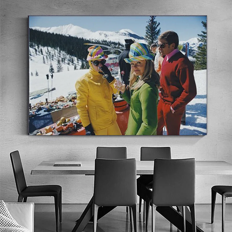 Diamond Painting Vintage Slim Aarons High Society Winter Skiing Canvas Painting Wall ArtDiamond Paintin Pictures Home Room Decor