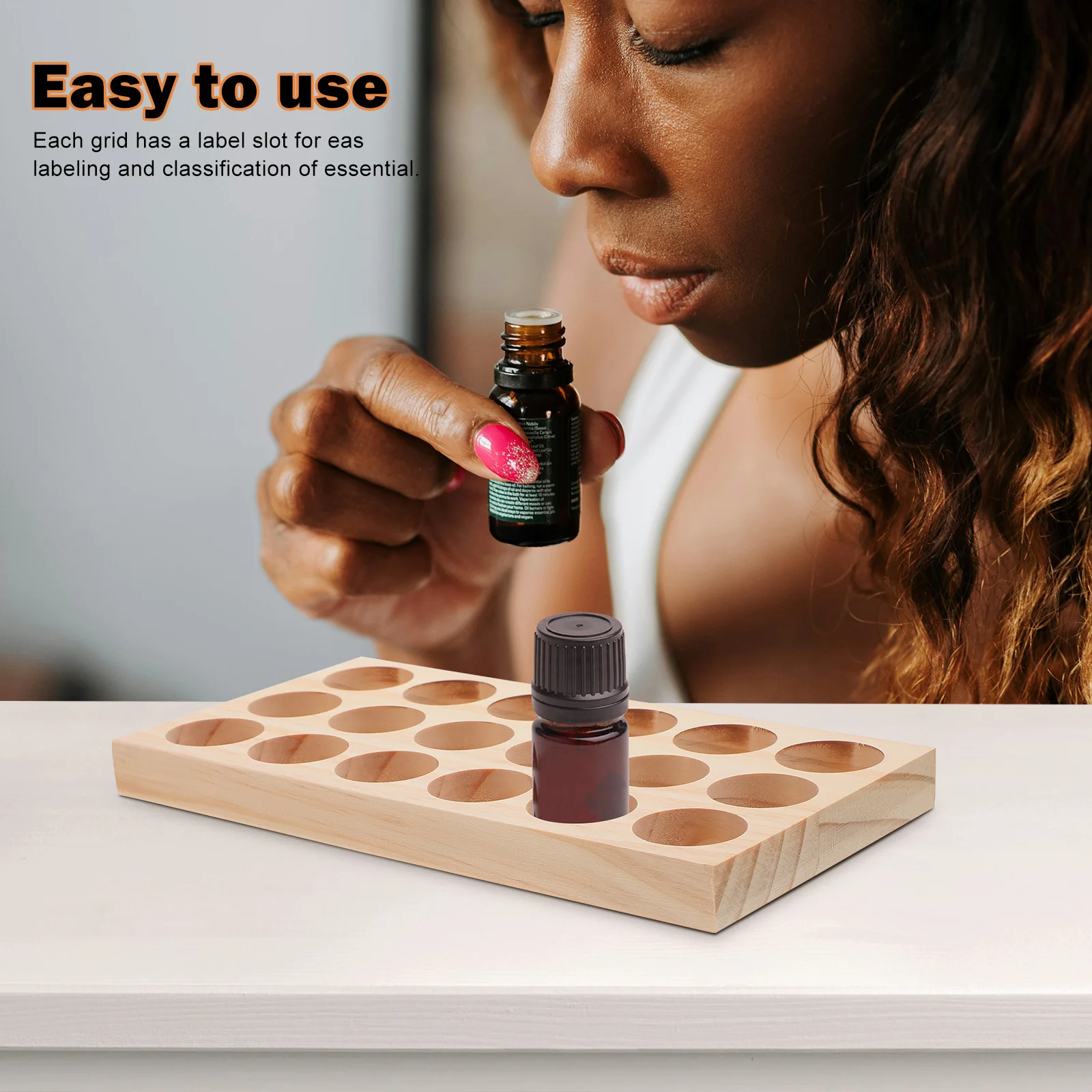 

Essential Oil Bottle Display Organizer 18 Slot Storage Stand Durable Holder for Small Perfume Massage Oil Bottles