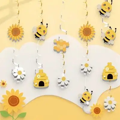 

Bee Hanging Swirl Decorations Adorable Bee Theme Party Supplies Ceiling Window Door Decoration for Birthday Baby Shower