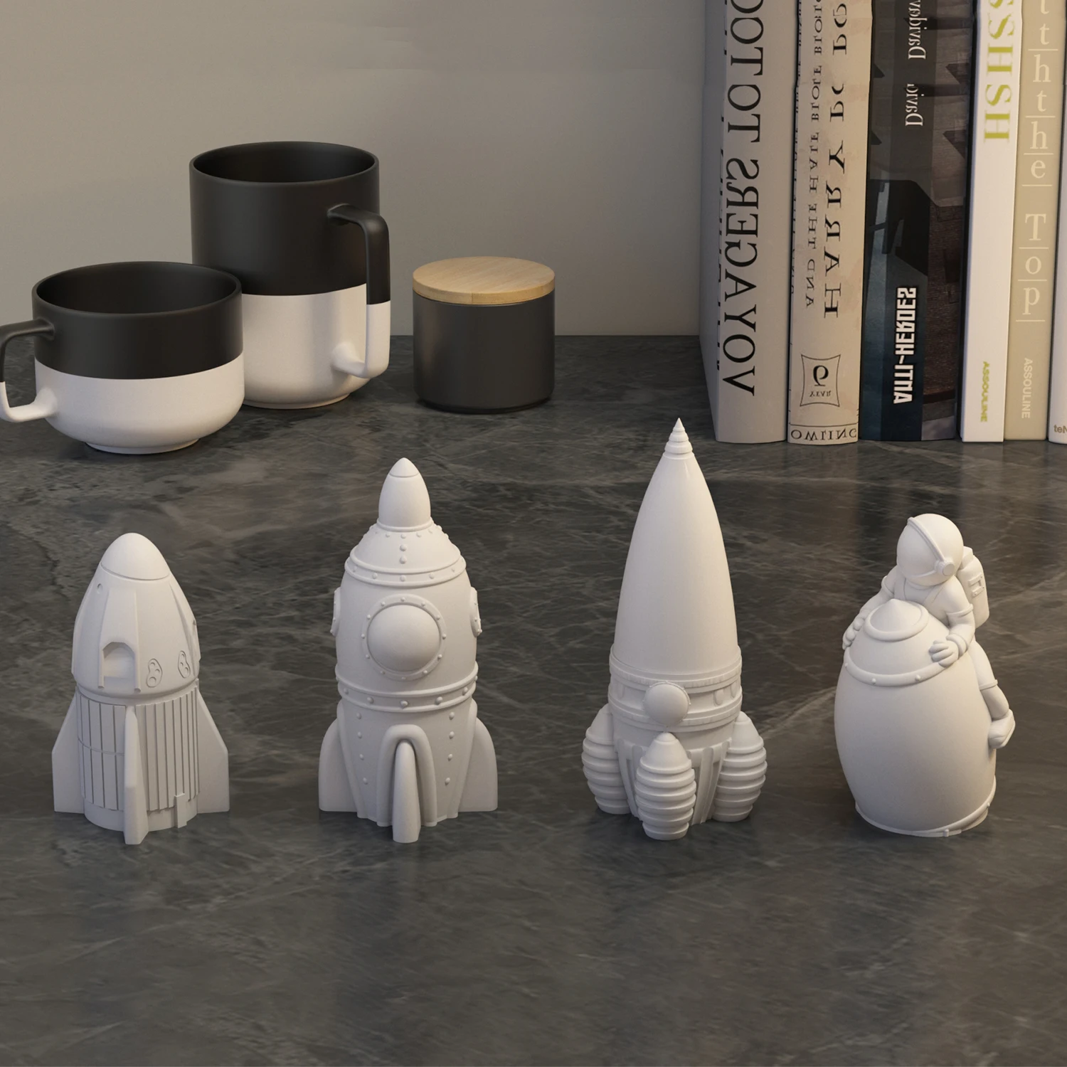 LZ022 3D Astronaut Silicone Candle Mold DIY Outer Space Platform Star Rocket Spaceman Gypsum molds For Craft Decoration