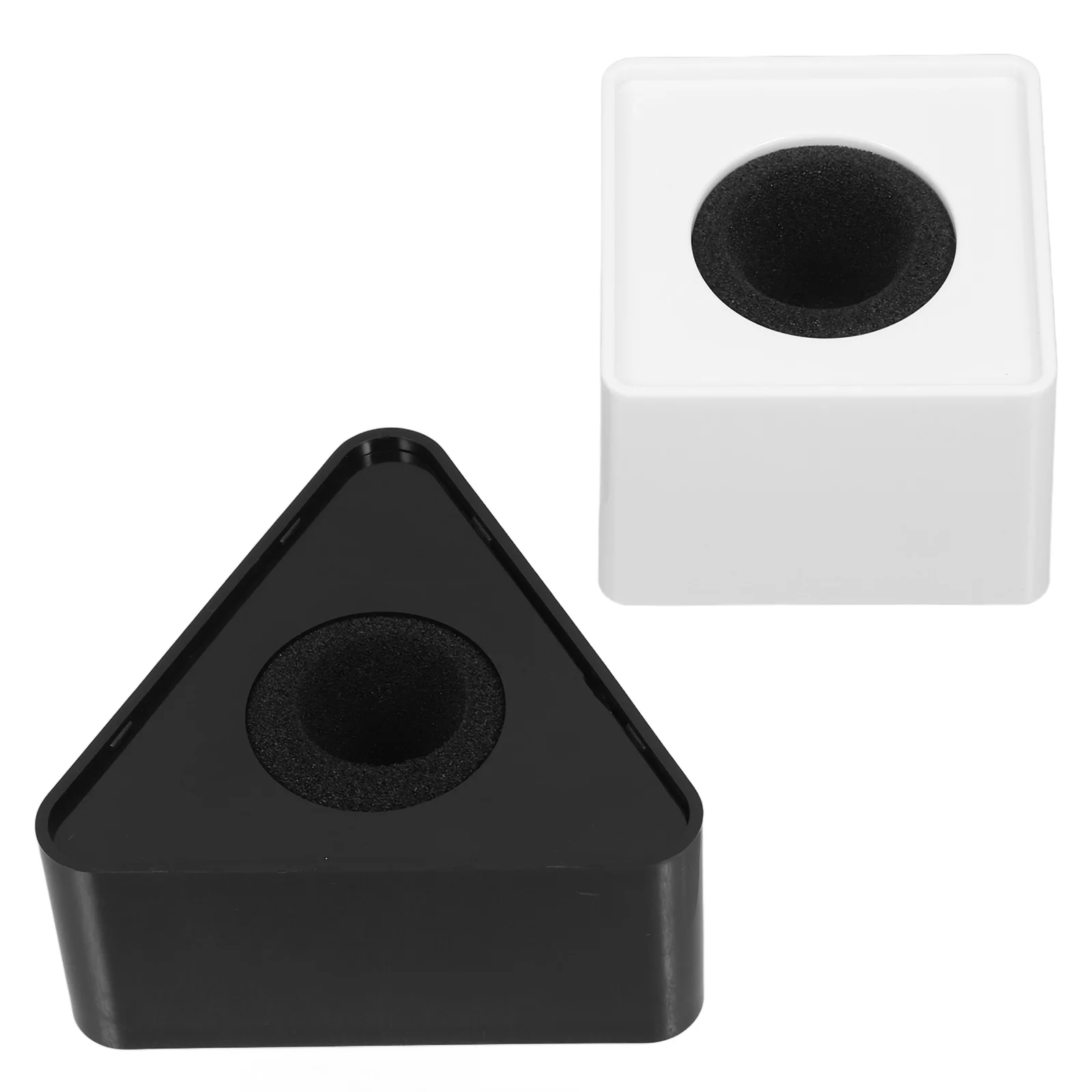 

2 Pcs Logo Microphone Square Cube Stand Portable Interview Shock Mount Accessories Flag Stations