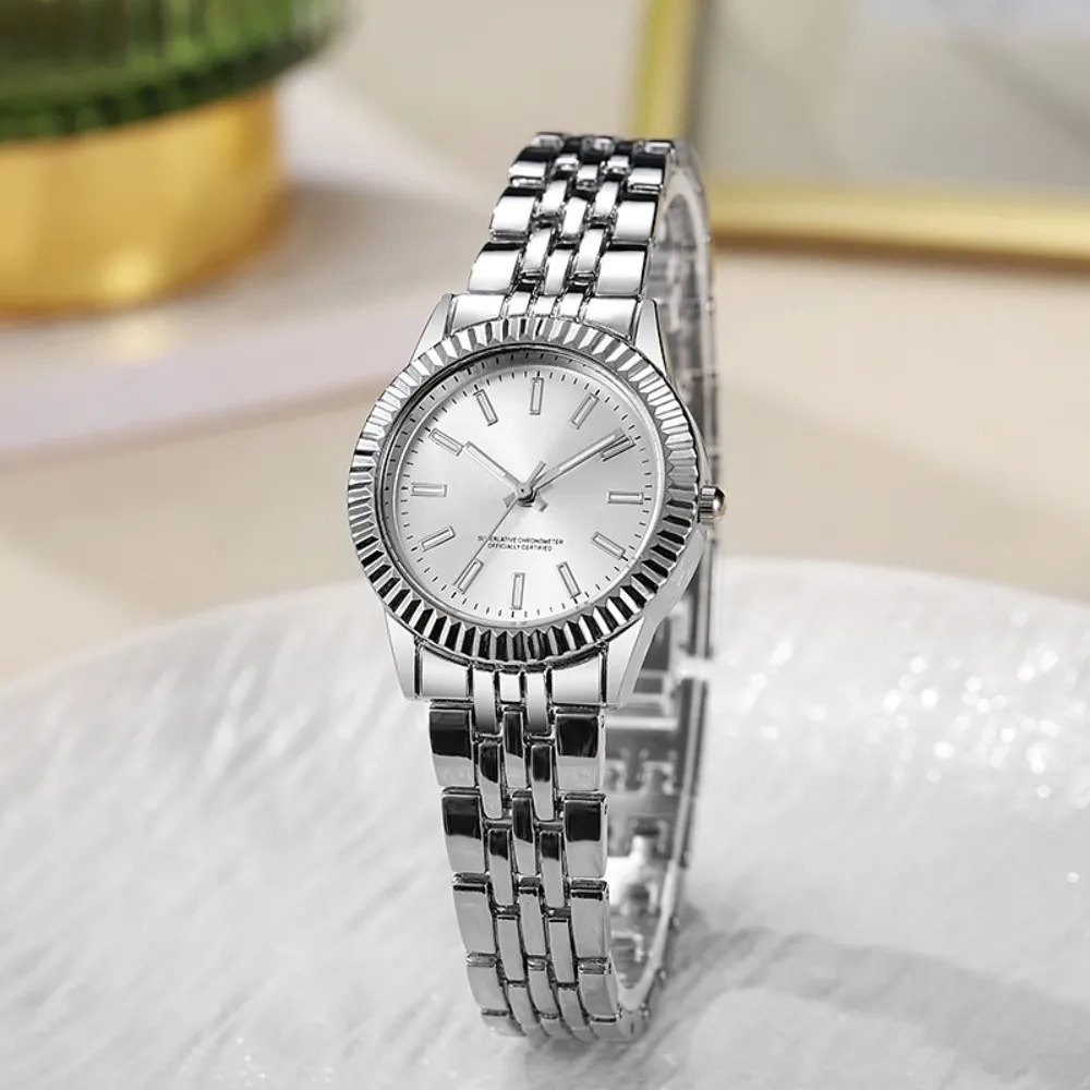 Stainless Steel Quartz Watches Folding buckle Simple Women Wristwatch Quartz Luxury Gift Rotundity Shaped Watch Women Girl