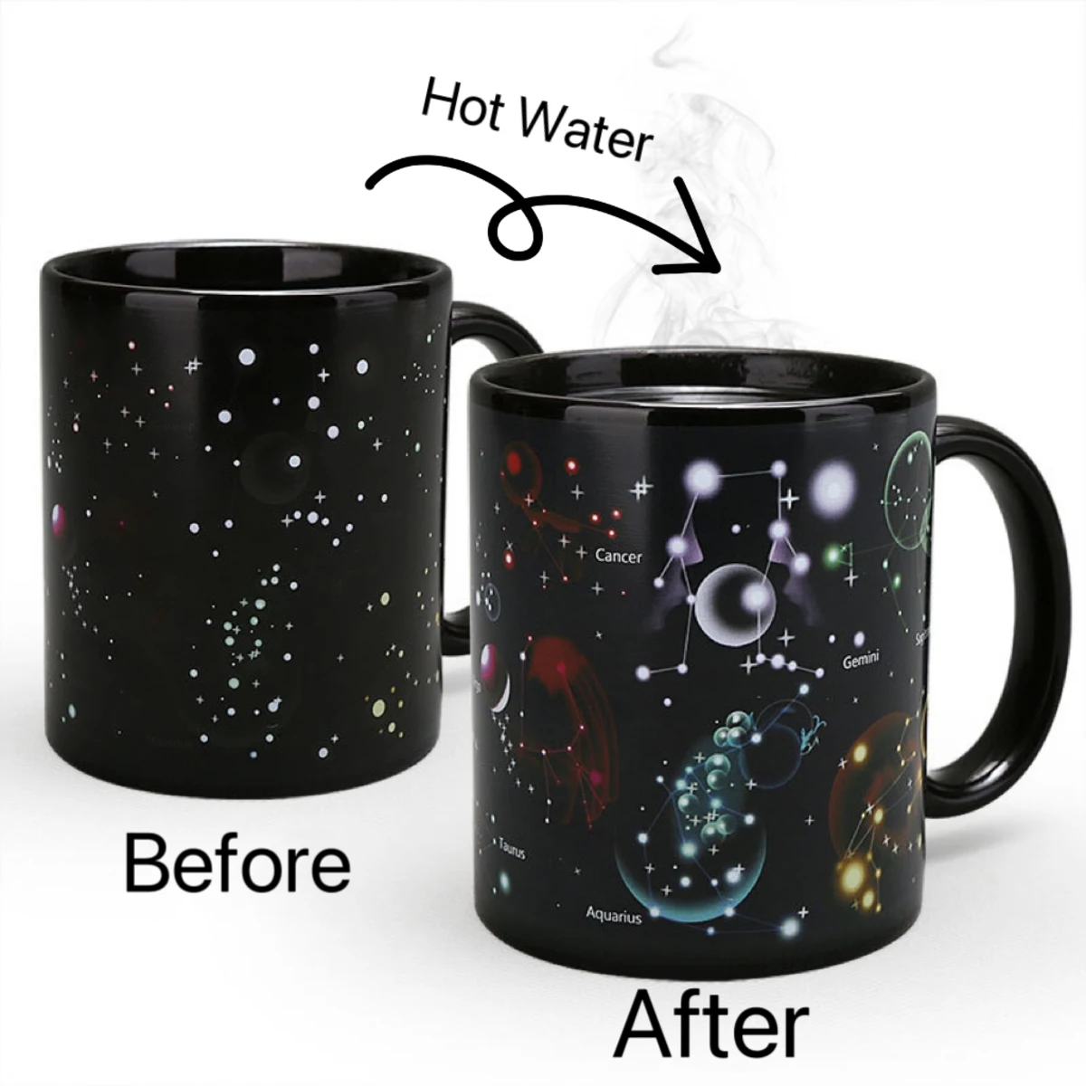 Twelve Constellations Starry Sky Mug Lightsaber Thermal Reaction Ceramic Coffee Mugs Color Change Tea Cup Milk Cups Gifts