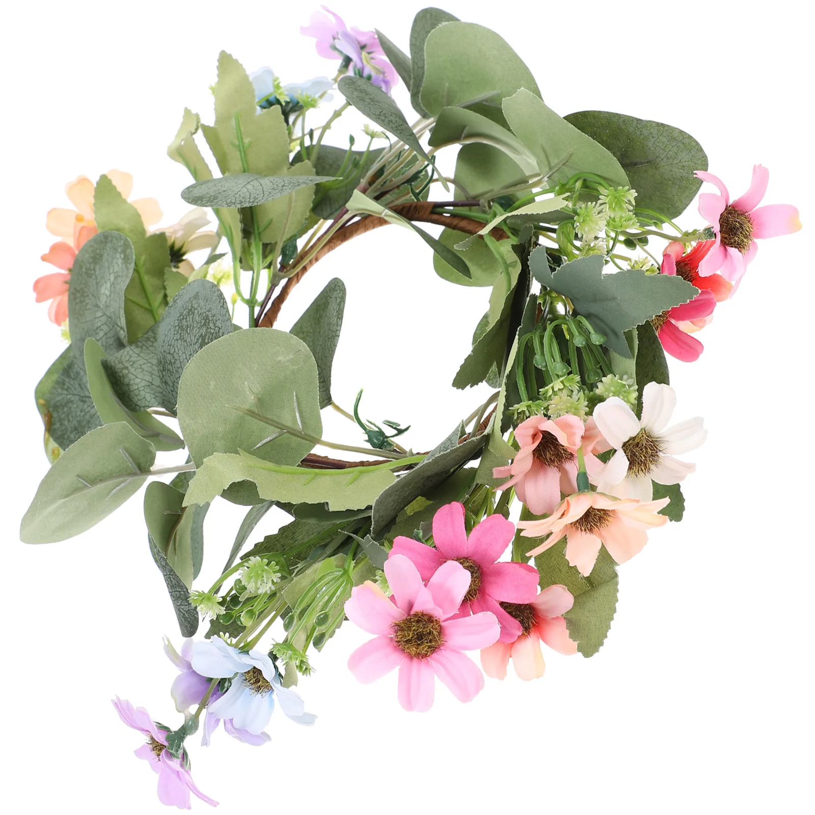 

Small Daisy Wreath 25CM Random Color Mini Eucalyptus Leaves Garland Door Hanging Ornament Lightweight Indoor Outdoor Decor Fall