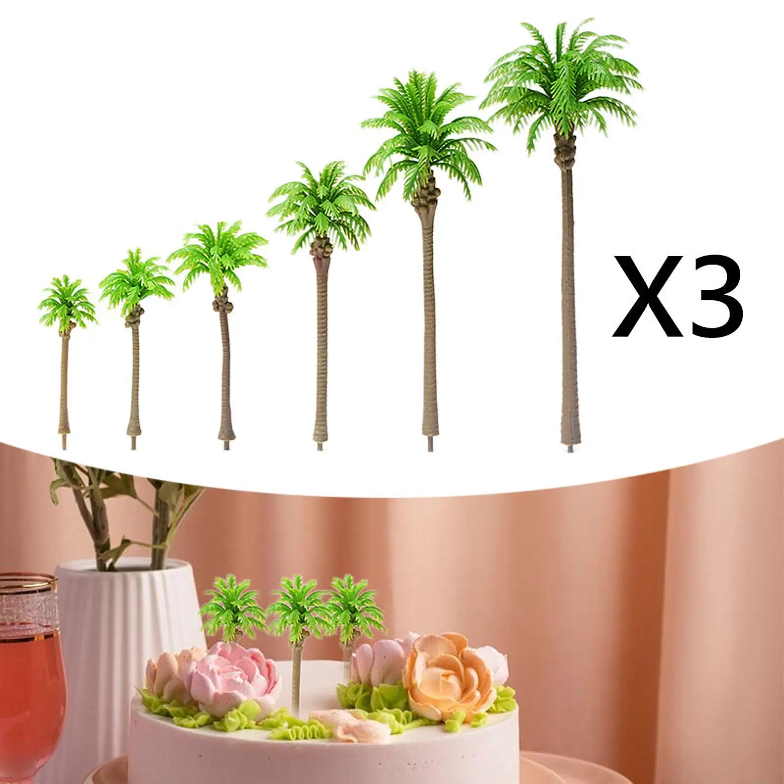 18Pcs Coconut Tree Model Natural Realistic Artificial Tree Mini Scenery Tree for Scene Layout Building DIY Sand Table Decoration