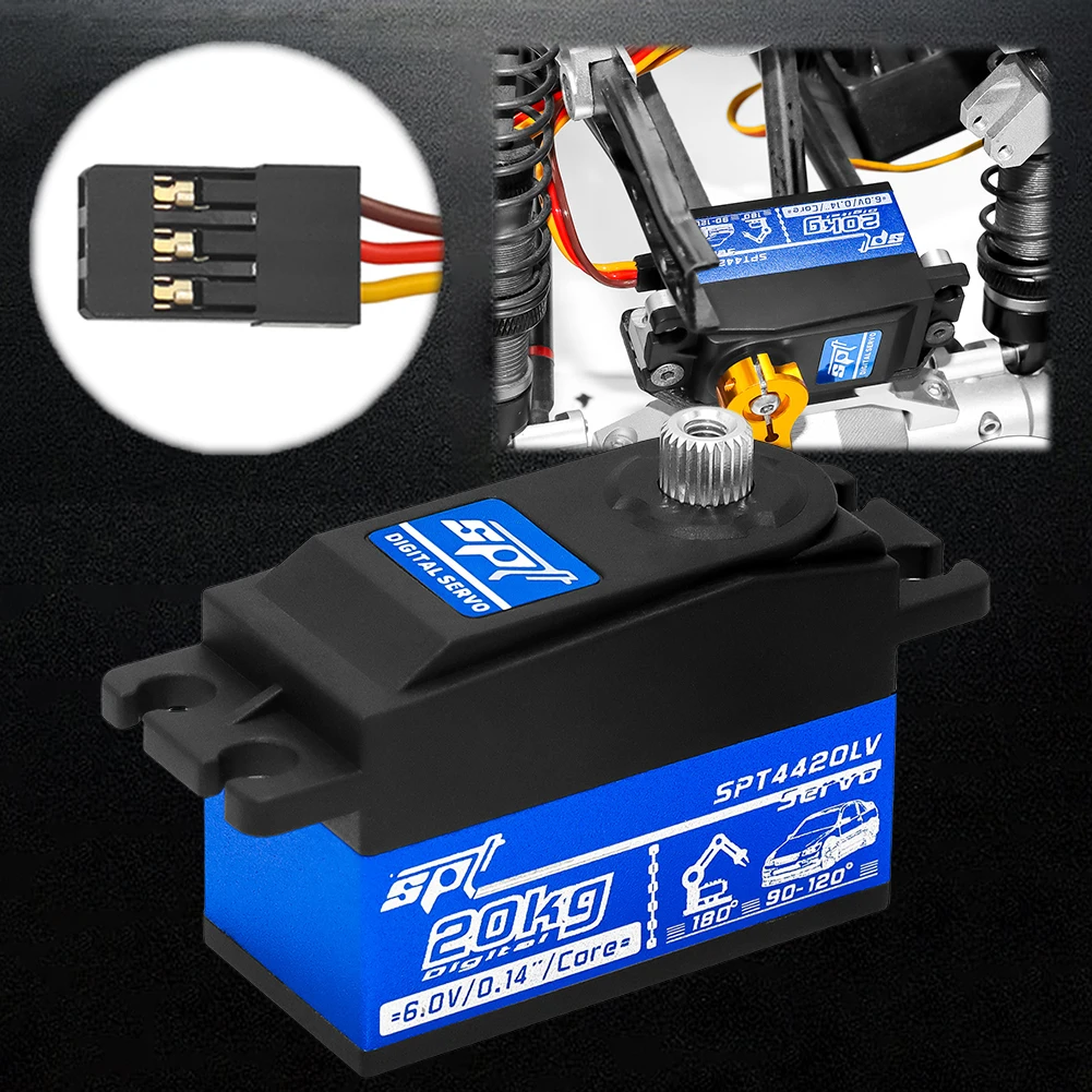 Servo de engranaje de Metal de perfil bajo, 1/2 Uds., 20kg, con brazo Servo de dirección, Servo Digital de alto par para coche teledirigido 1/10 Tamiya Kyosho