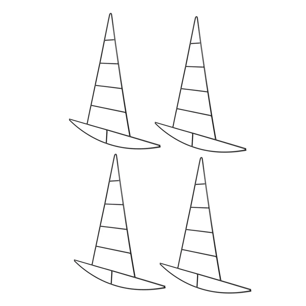 

4pcs Witch Hat Accessories Wreath Frame Halloween Iron DIY Metal Frames for Party Home Garden Porch Floral Hanging Ornament