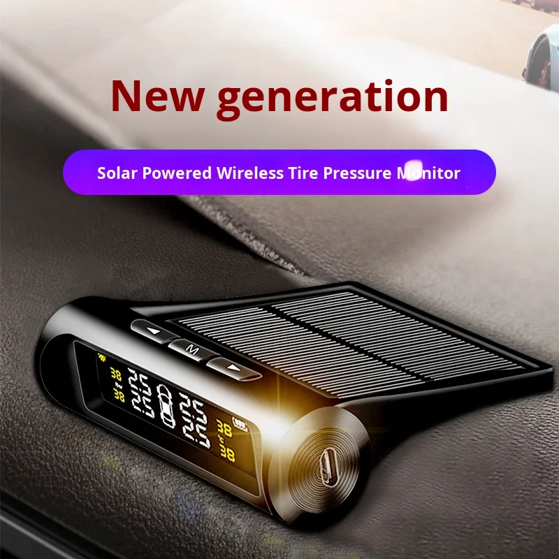 2026 Solar-Powered Wireless Detector Built-In/ External Tire Gauges High-Precision Digital Car Tire Pressure Monitor Universal