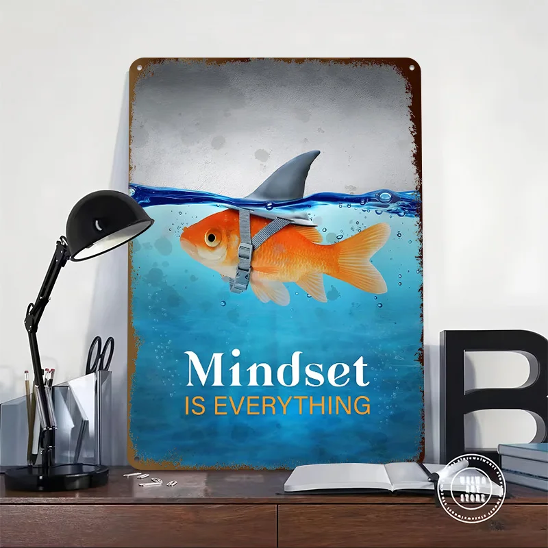 Mindset Is Everything Tinplate Posters Customizable Wall Art Retro Vintage Metal Signs for Home Room Garage Decoration Aesthetic