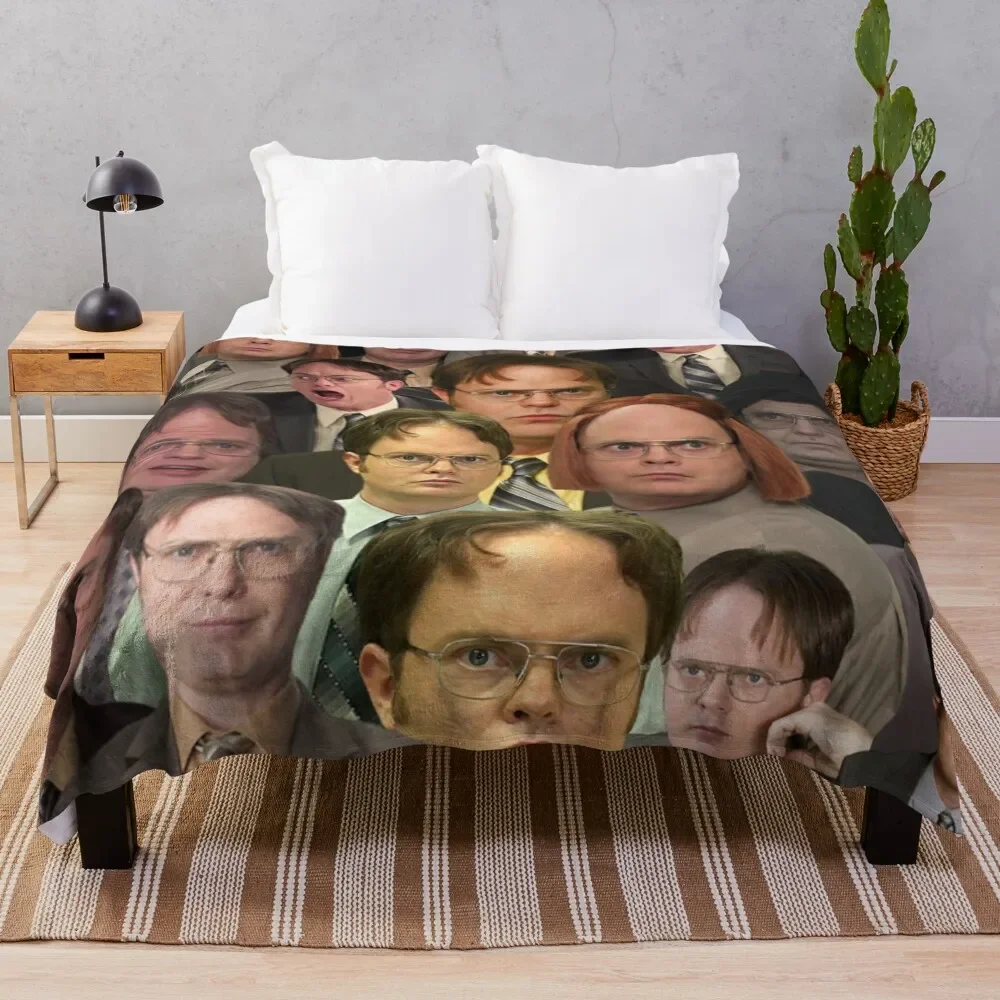 dwight schrute photo collage Throw Blanket Stuffeds Furrys Hairys Flannels Blankets