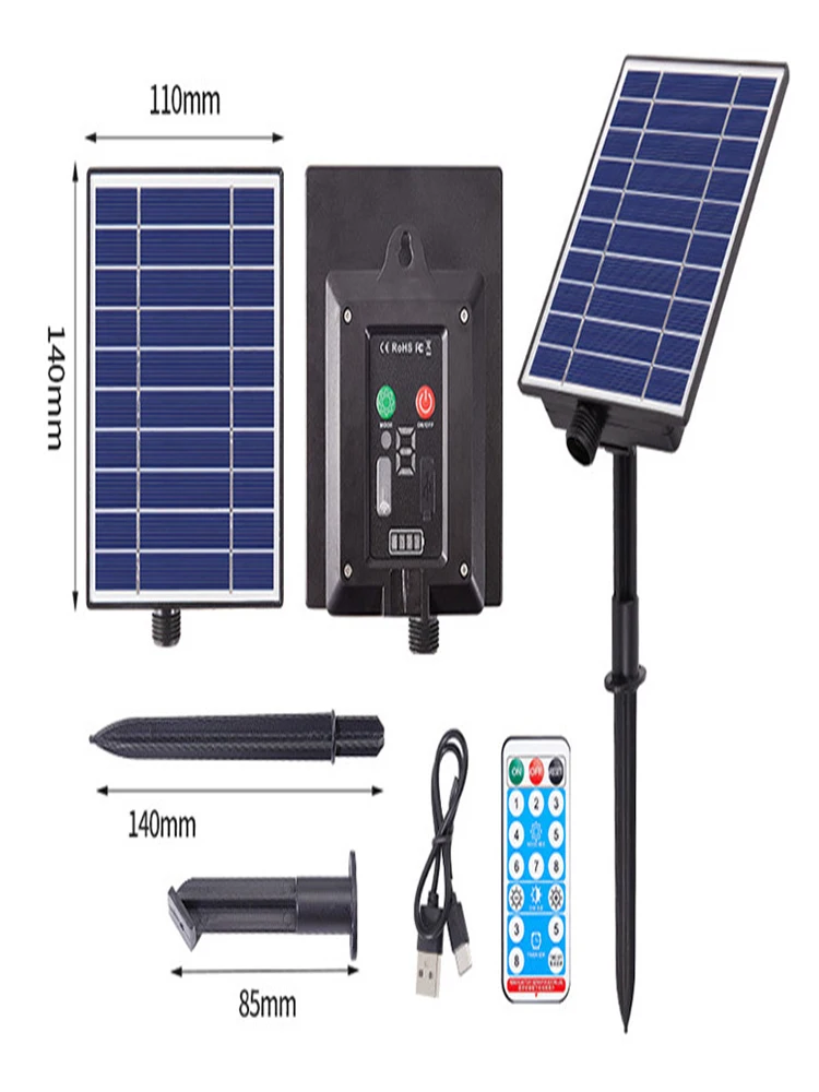 Remote Control Solar Panel 3V24V Garden LED Copper Wire Light String Colorful Lights Christmas Lights Outdoor Waterproof 8 Mode