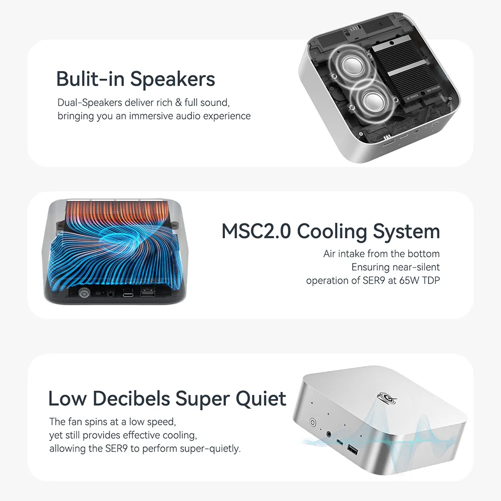 Beelink SER9 Pro 윈도우 11 라이젠 AI9 HX370 강력한 AI PC 32G 64G DDR5 1T 2T NVME 미니 게이밍PC PCIe4.0 데스크탑 컴퓨터 8745HS 썸네일 4