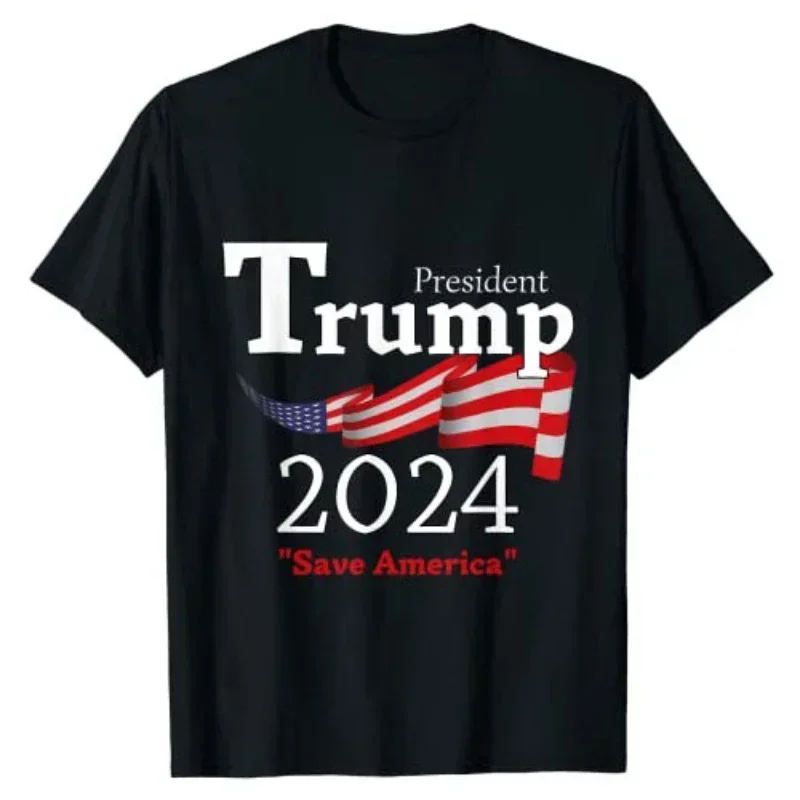 

2024 Trump Flag Printed T-Shirt Summer Fighting Graphic Short Sleeve T Shirt Female Harajuku Unisex Y2k Clothing Tops Streetwear