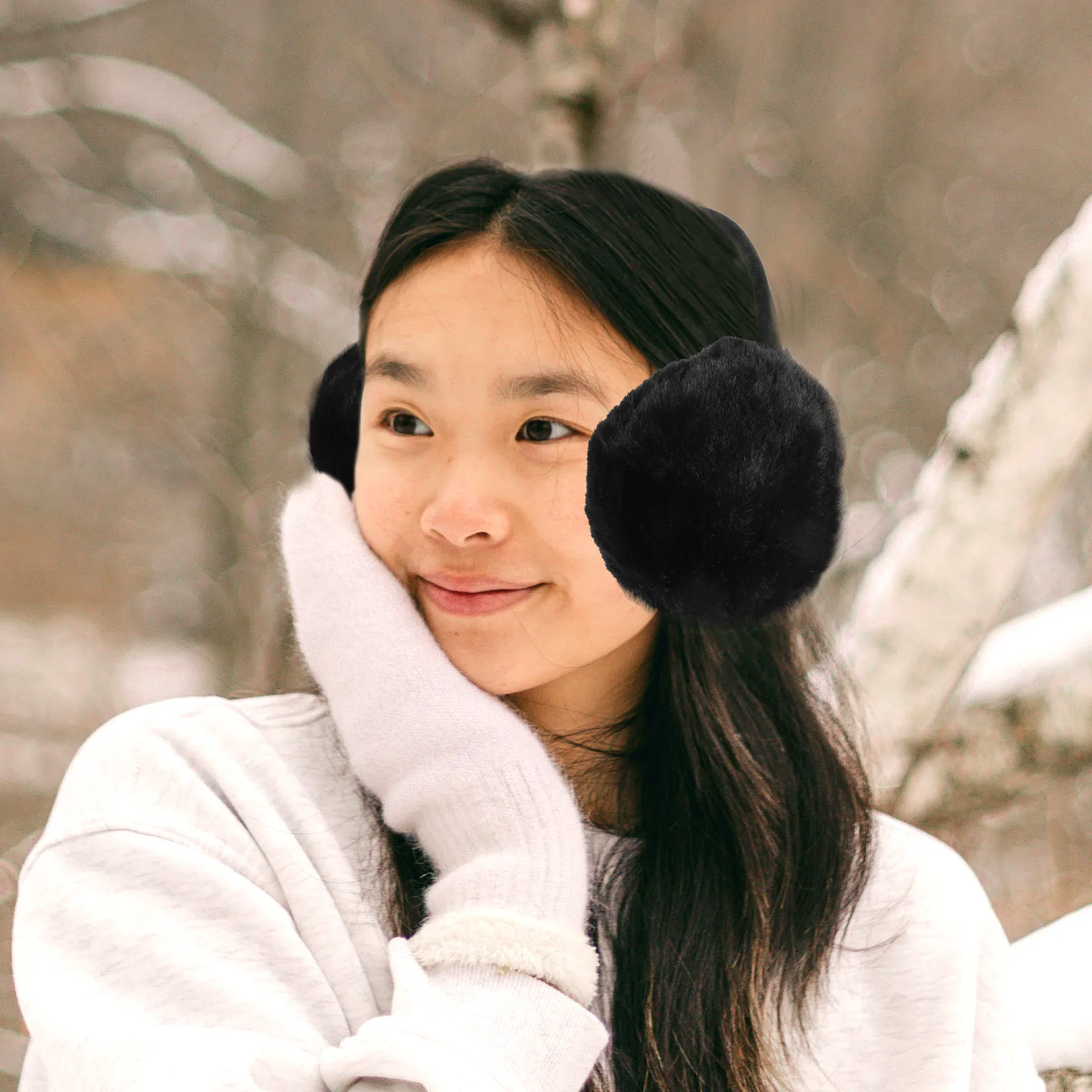 Plush Xmas Warm Baby Headbands Foldable Christmas Warmer Winter Women\'s Brown for