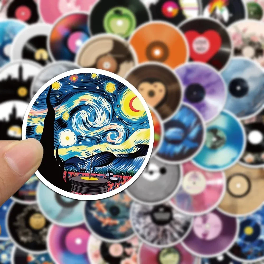 10/30/50PCS Cartoon Record CD Stickers Aesthetic Music Decoration Decals Toys DIY Guitar Phone Planner Cool Kids Vinyl Sticker