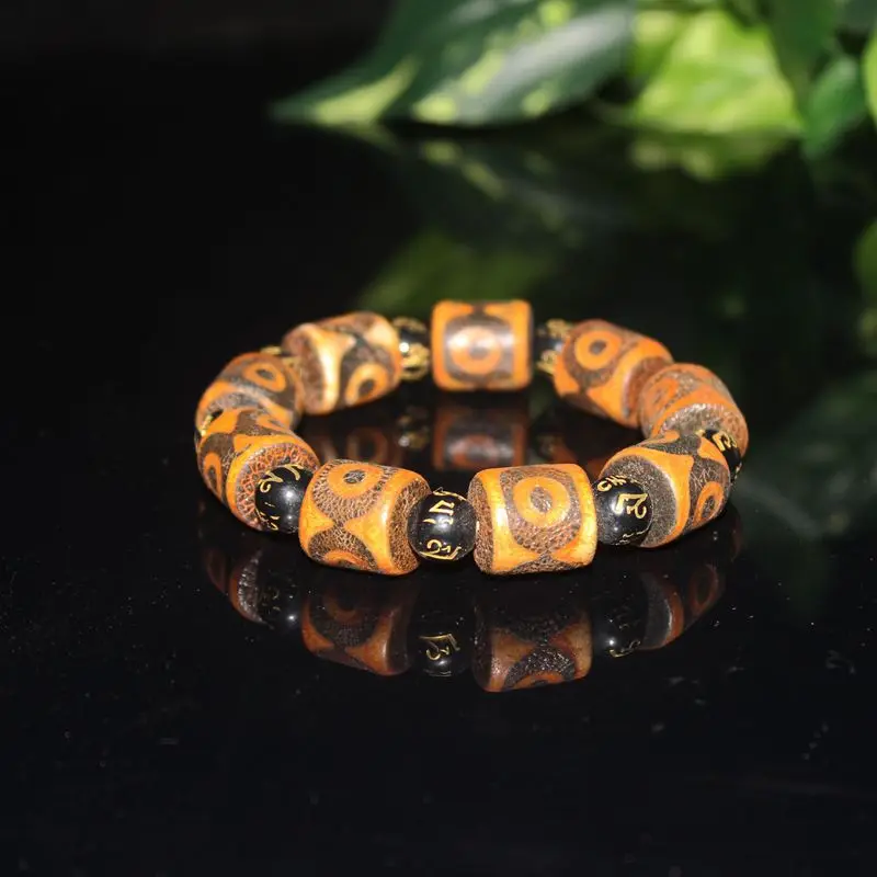 Vintage Tibetan Single Circle Three Eyes Wholesale Ancient Old Agate Tibet Beads Bracelet