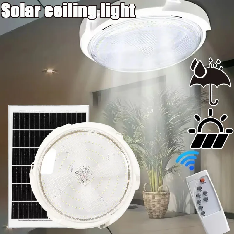 1-2PCS Solar Ceiling Light Round Indoor Lamp for Corridor Hallway Bedroom Living Room Home Ceiling Lighting Decoration