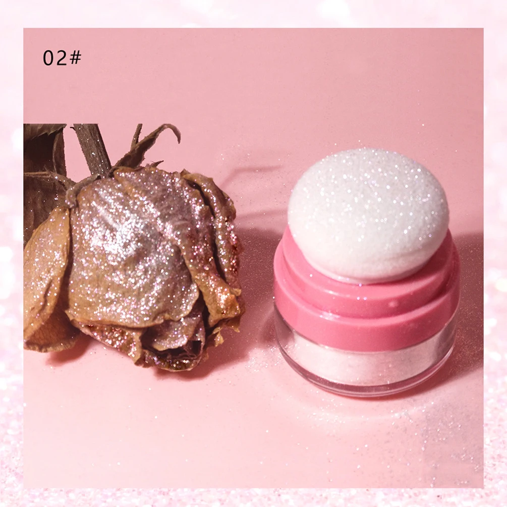 Marcador de marca própria de 5 cores, pó solto, logotipo personalizado, brilho perolado, brilho, maquiagem delicada de longa duração