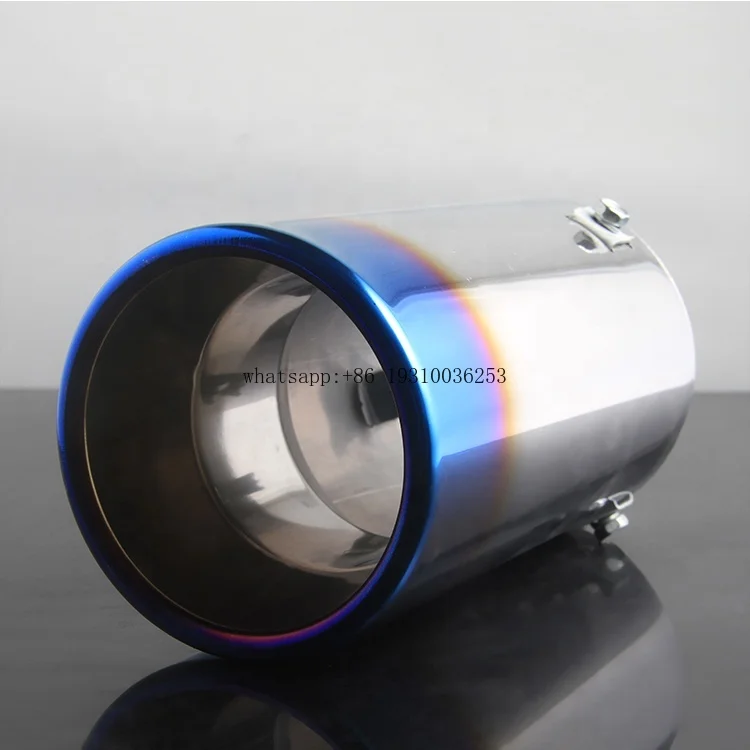 

Universal Intake Silver Color Exhaust Pipe Blue Tail Nozzle Polished Surface Rear Exhaust Nozzle