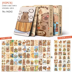 92pcs Cartoon Animal Capybara Double Sided Printing Card Cartoon Lomo Cards HD Photocard Kids Gift Collection Cards