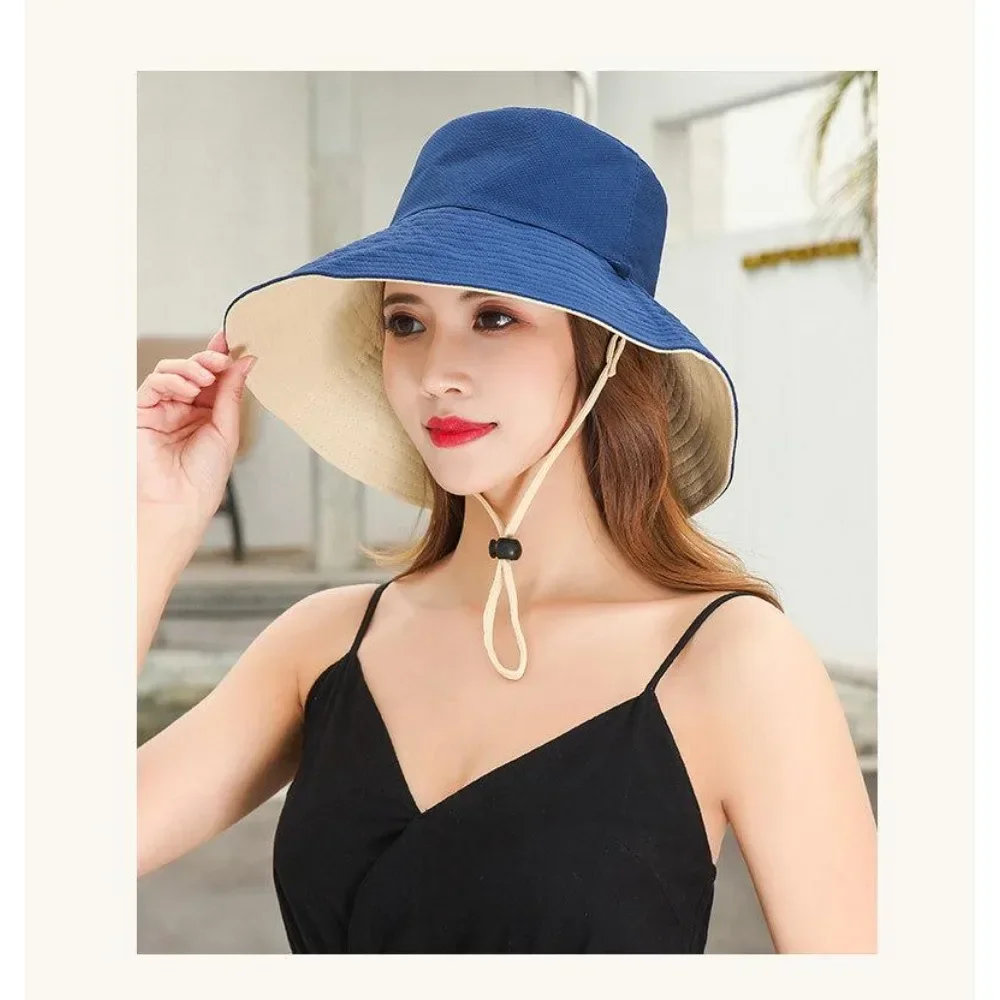 

Модная летняя шляпа от солнца с широкими полями, женская защита от ультрафиолета, походная рыбацкая кепка, складная летняя однотонная пляжная шляпа, двусторонняя шляпа от солнца