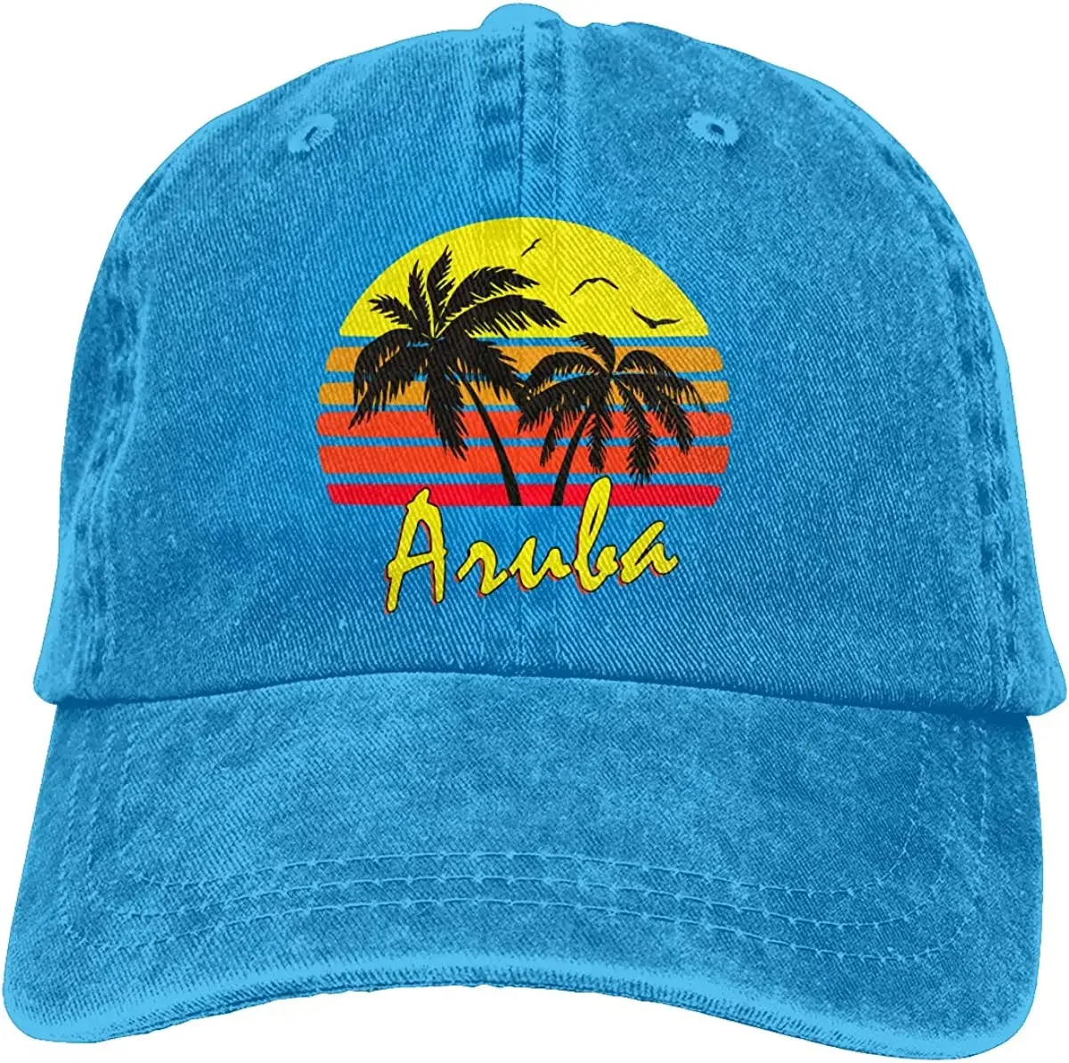 Aruba Retro Sunset Adjustable Denim Cotton Baseball Caps Hat for Men Women