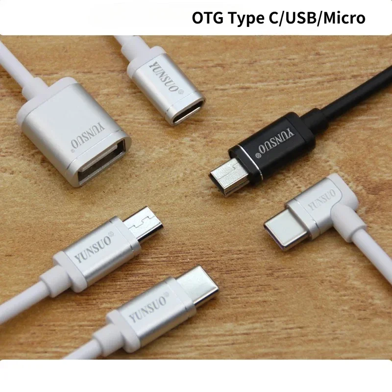 OTG Type C Extension Cord Phones Micro USB2.0 Data Charging Cable Mini OTG Quick Charging Data Cable Fast Charger 10cm 25cm 50cm