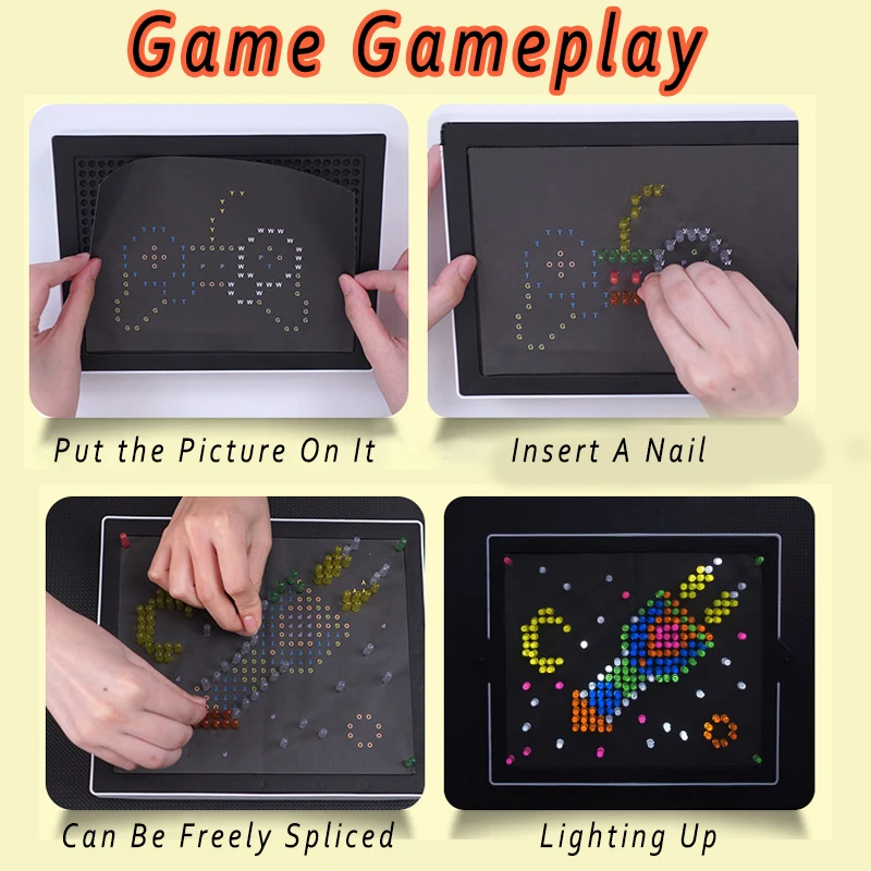 어린이 빛 버섯 네일 퍼즐 몬테소리 장난감 DIY 램프 공 3D 지그 소 퍼즐 게임 어린이를위한 지능형 교육 장난감 선물