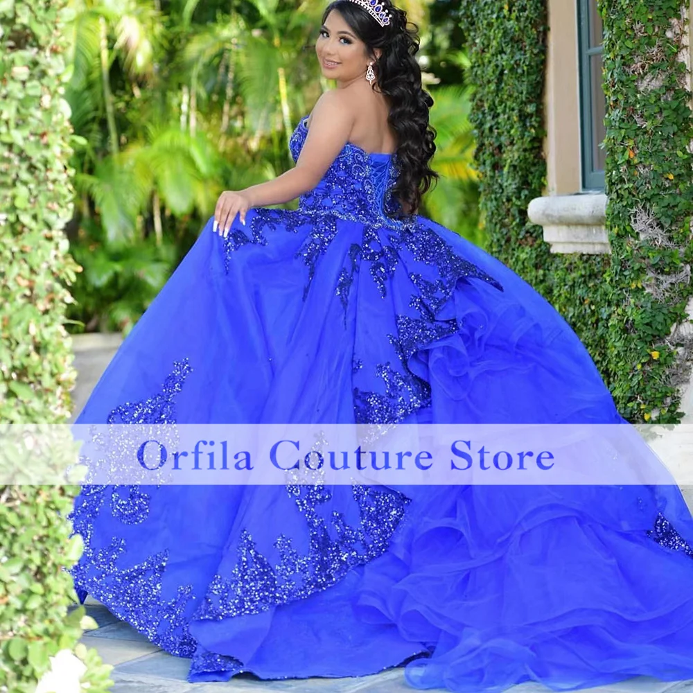 Vestido azul real mexicana, Quinceañera de 15 años, con mangas extraíbles, apliques de lentejuelas, dulce 16, Vestido largo de Graduación