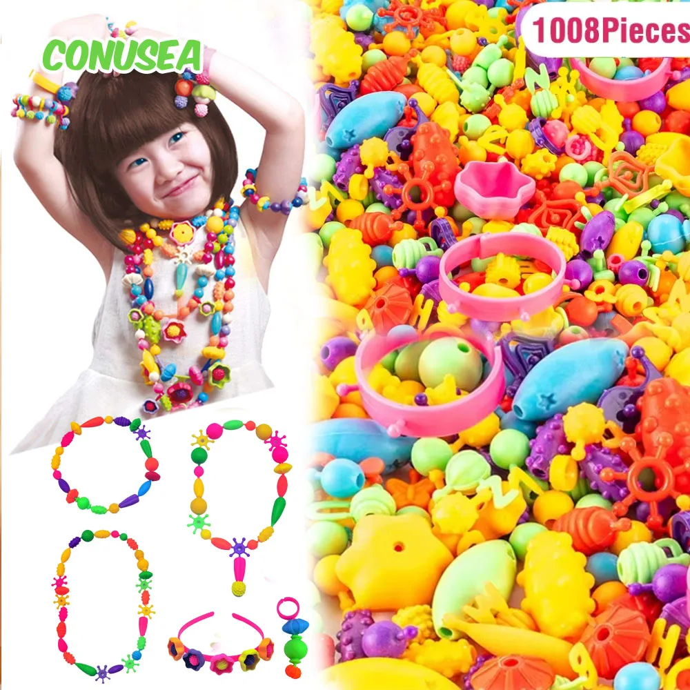 1008/508 個ガールビーズジュエリー作成キット DIY 手作りおもちゃアクセサリーネックレスブレスレットクリエイティブ工芸品おもちゃクリスマスギフト