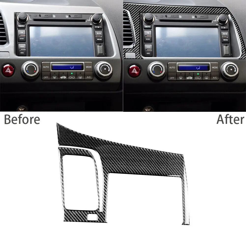 

For Honda Civic 8th Gen 2006-2011 Carbon Fiber GPS Navigation Panel Frame Cover