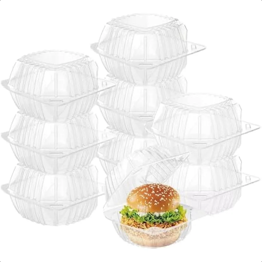 

BallHull 50 Pcs Clear Thickening Plastic Hinged Take Out Containers Disposable Clamshell Food Cake Containers with Lids 5.8 x 5