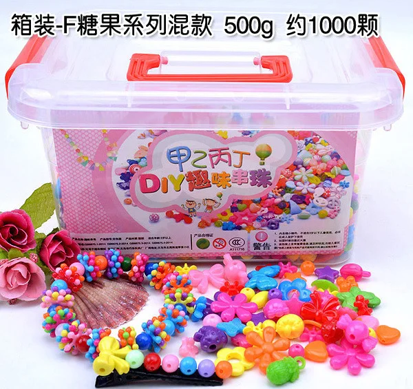 1000Pcs DIY Beads Toys with Storage Box for Children Handmade Creative Girl Bracelet Jewelry Making Toys Educational Gifts