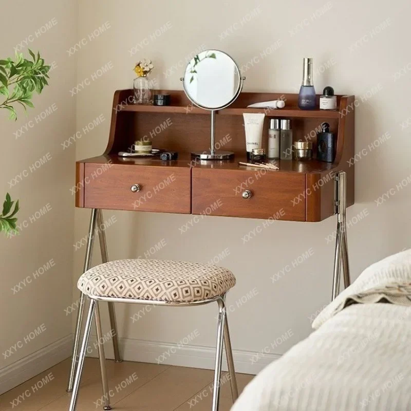 

HMJ solid wood dresser medieval log bedroom makeup table retro small apartment storage Japanese dressing table