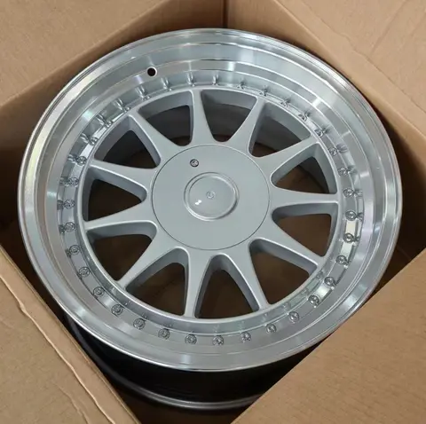 TP Deep Lip Alloy Jantes Rim 17 inch 8j 9j PCD 5X120/100 Silver+Polish Lip Classic Car Wheel for E39 E36 346 E60 Old Schiool Car