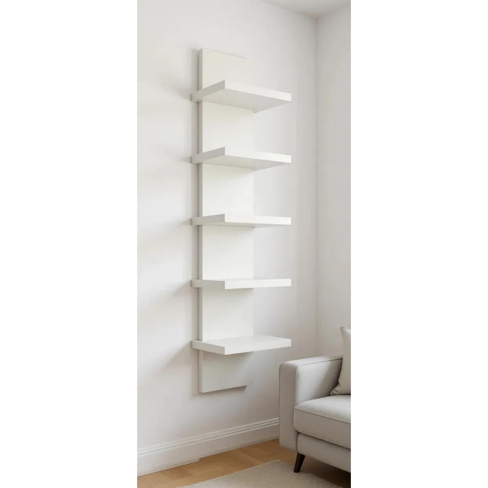 

5-ярусная настенная полка, маленькая, белая, вертикальная, узкая, декоративная, современная, для спален и гостиных