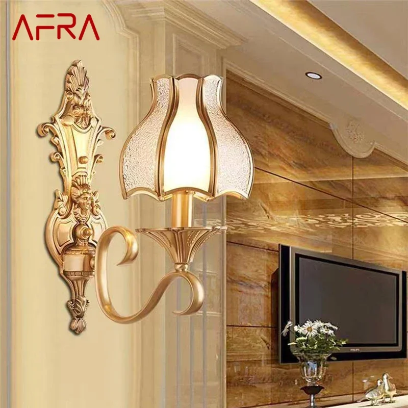 AFRA American Brass Wall Lamp Indoor Living Room Bedroom Bedside Lamp Retro villa Hotel Corridor Hallway Wall Lampl Lamp