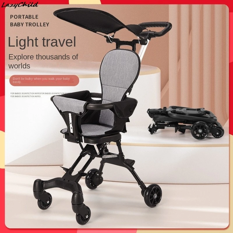 Lazychild Baby Walker Can Be Seated And Lie Down Lightweight Folding High Landscape Children Baby Two-way Skate Baby God News