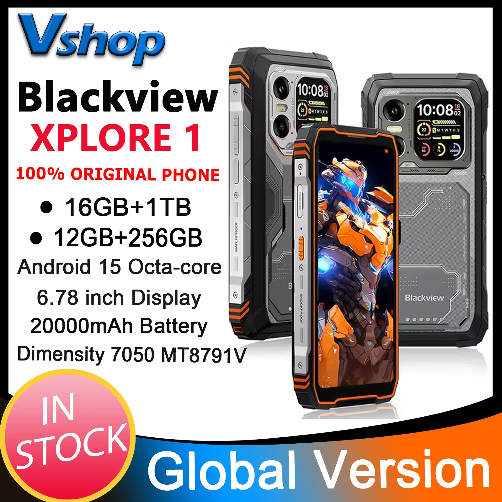 Blackview XPLORE 1 هاتف متين 16GB + 512GB 6.78 بوصة 120 هرتز 2.4K عرض 20MP للرؤية الليلية أندرويد 15 20000mAh 5G NFC الهاتف الذكي #1