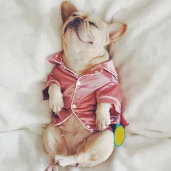 Pet Dog Pajamas Soft Silk French Bulldog Pajamas Pets Costume Pet Dog Clothes Shih Tzu Puppy Cat Clothes Pet Clothing