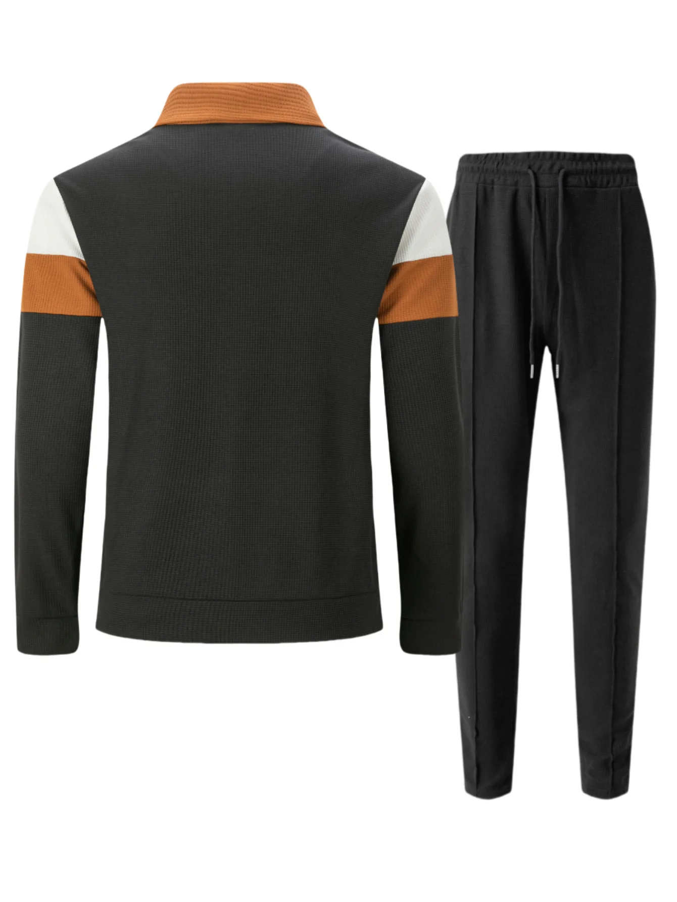 Spring/Autumn Men's Casual Sport Jacket Set - High-Quality Multi-Color Zippered Pockets, Collarless, Slim-Fitting Cardigan